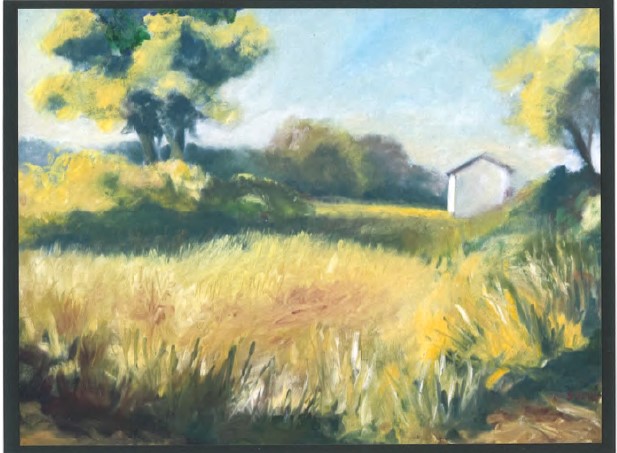Olszewski Oil Painting 1963 Fields and Shed